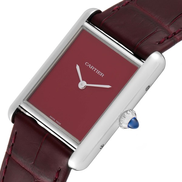 Cartier Tank Must Large Steel Red Dial Ladies Watch WSTA0054 Unworn