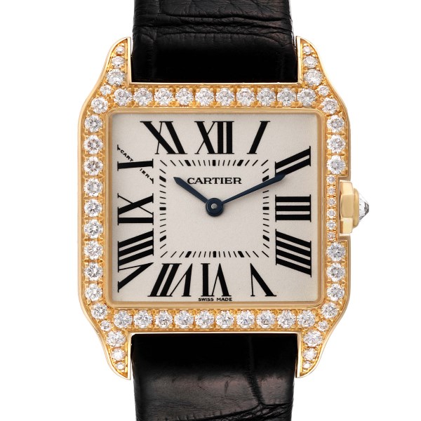 Cartier Santos Dumont Yellow Gold Silver Dial Mens Watch WH100351
