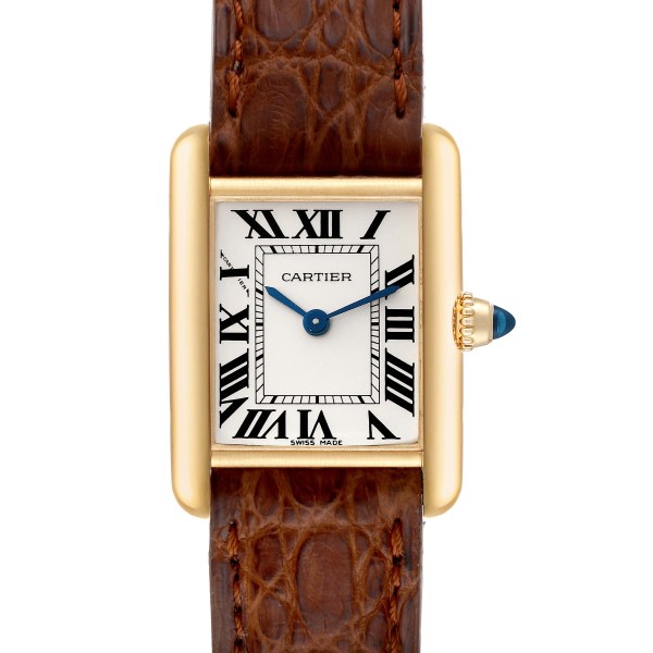 Cartier Tank Louis Small Yellow Gold Brown Strap Ladies Watch W1529856 Card