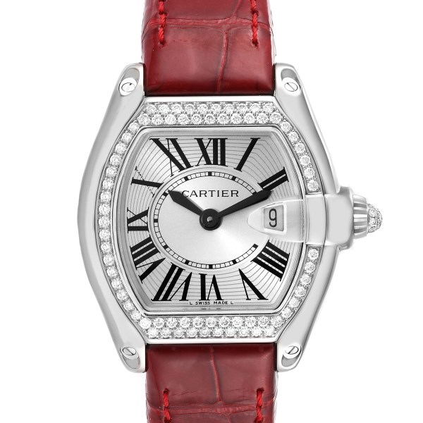 Cartier Roadster Small White Gold Diamond Bezel Ladies Watch WE500260 Box Papers