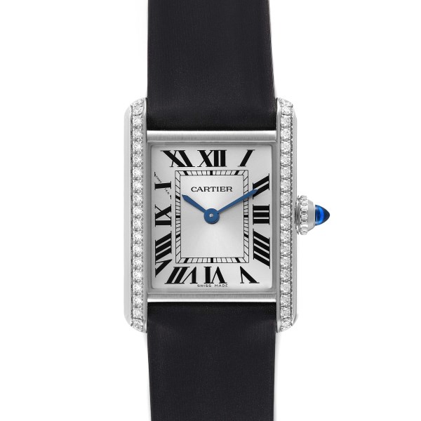 Cartier Tank Must Small Steel Diamond Bezel Ladies Watch W4TA0016 Box Card