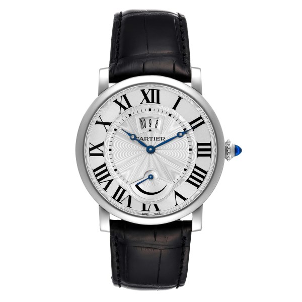 Cartier Rotonde Power Reserve Stainless Steel Mens Watch W1556369 Box Papers