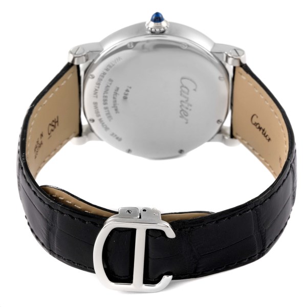 Cartier Rotonde Power Reserve Stainless Steel Mens Watch W1556369 Box Papers