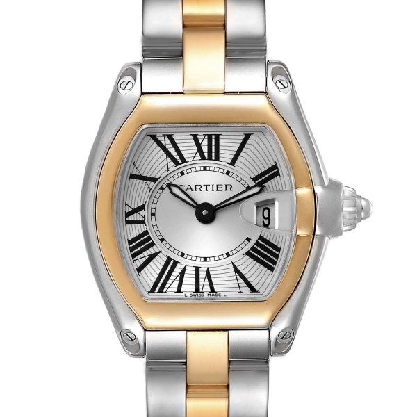 Cartier Roadster Small Steel Yellow Gold Silver Dial Ladies Watch W62026Y4