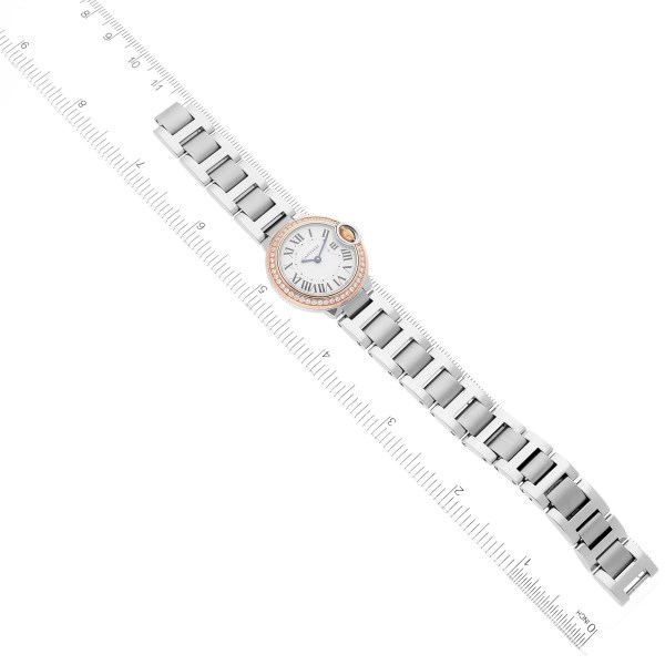 Cartier Ballon Bleu Steel Rose Gold Diamond Ladies Watch WE902079 Box Card