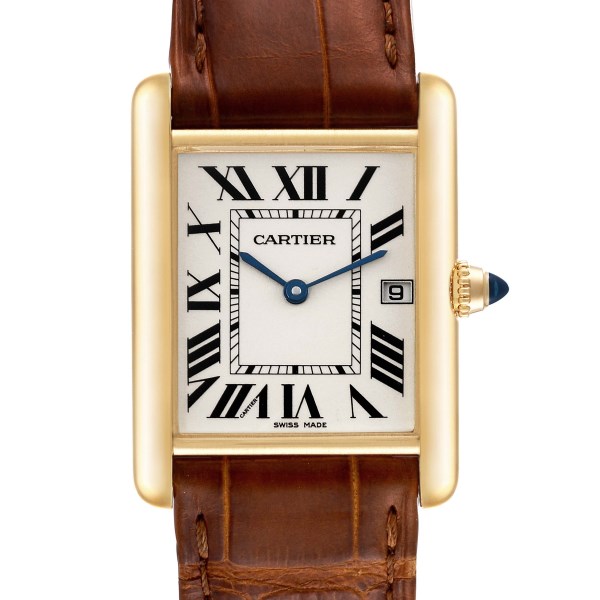 Cartier Tank Louis 18K Yellow Gold Brown Strap Mens Watch W1529756 Cartier Tank Louis 18K Yellow Gold Brown Strap Mens Watch W1529756