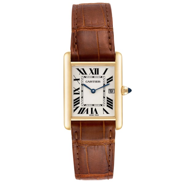 Cartier Tank Louis 18K Yellow Gold Brown Strap Mens Watch W1529756