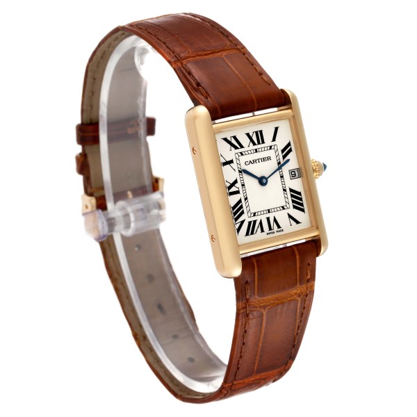 Cartier Tank Louis 18K Yellow Gold Brown Strap Mens Watch W1529756
