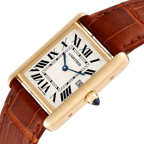 Cartier Tank Louis 18K Yellow Gold Brown Strap Mens Watch W1529756