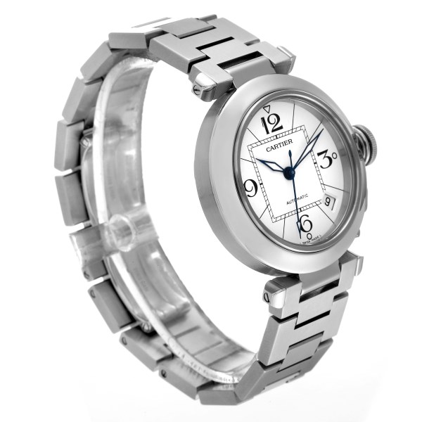Cartier Pasha C Midsize White Dial Automatic Steel Mens Watch W31074M7