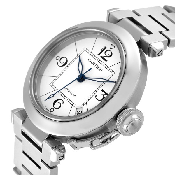Cartier Pasha C Midsize White Dial Automatic Steel Mens Watch W31074M7
