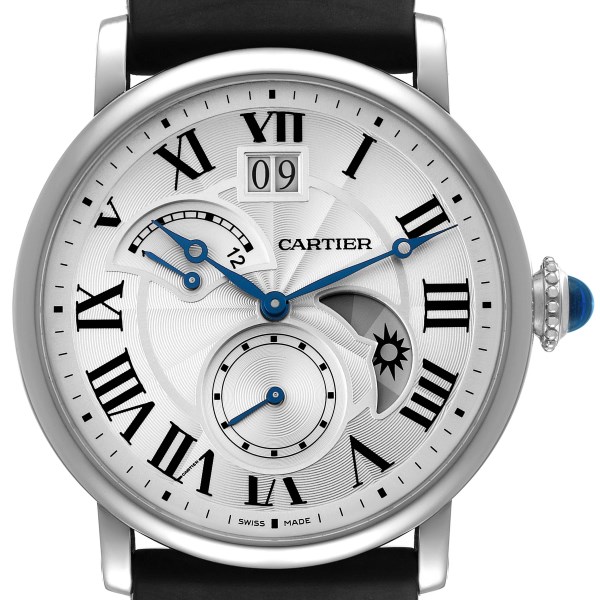 Cartier Rotonde Retrograde GMT Time Zone Steel Mens Watch W1556368 Box Papers