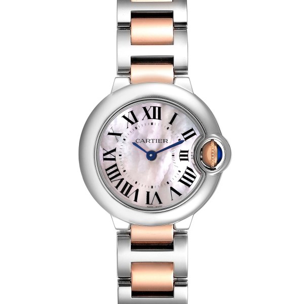 Cartier Ballon Bleu Steel Rose Gold Pink Mother of Pearl Ladies Watch W6920034