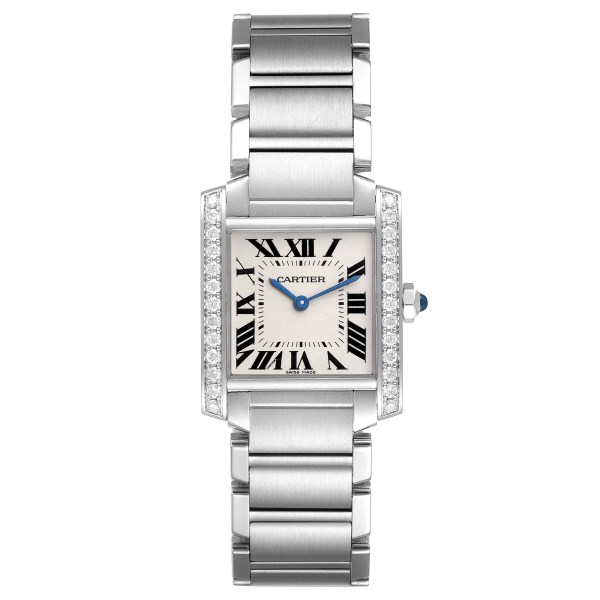 Cartier Tank Francaise Midsize Diamond Steel Ladies Watch W4TA0009 ADD BOX