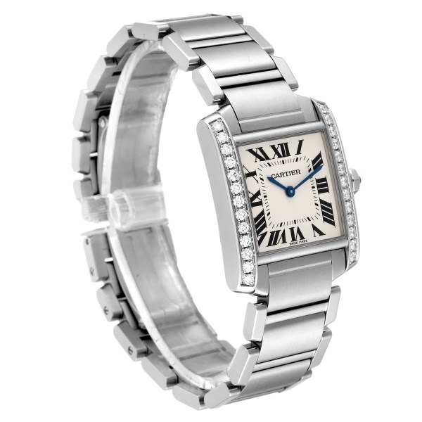 Cartier Tank Francaise Midsize Diamond Steel Ladies Watch W4TA0009 ADD BOX