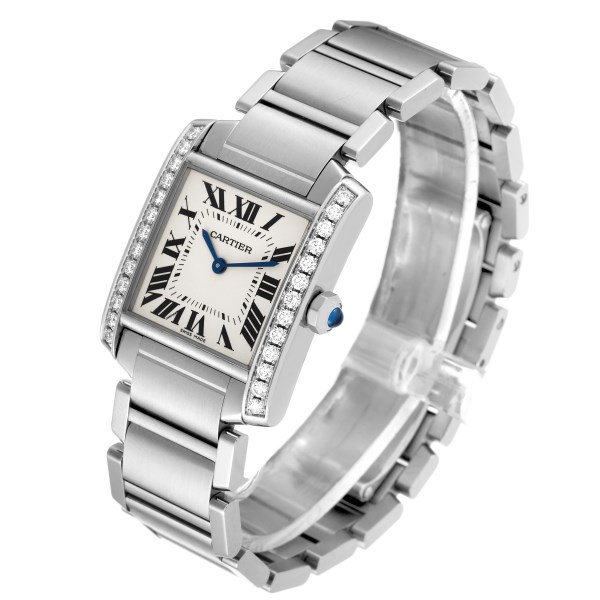 Cartier Tank Francaise Midsize Diamond Steel Ladies Watch W4TA0009 ADD BOX