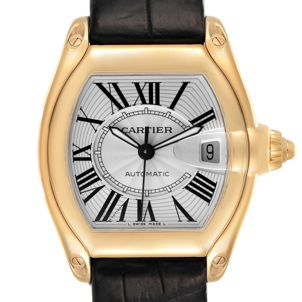 Cartier Roadster Yellow Gold Silver Dial Large Mens Watch W62005V2