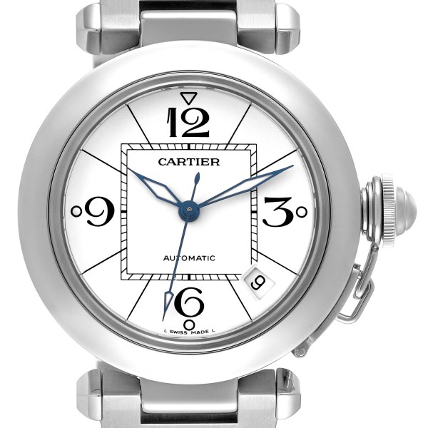 Cartier Pasha C Midsize White Dial Automatic Steel Mens Watch W31074M7