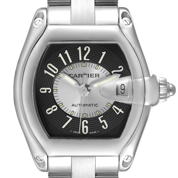 Cartier Roadster Gray Silver Tuxedo Dial Steel Mens Watch W62001V3