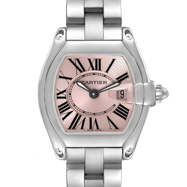 Cartier Roadster Small Pink Dial Steel Ladies Watch W62017V3