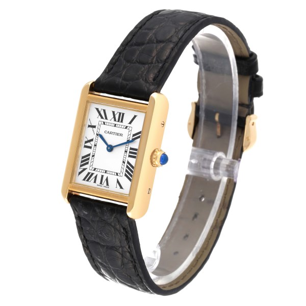 Cartier Tank Solo Small Yellow Gold Steel Silver Dial Ladies Watch W1018755