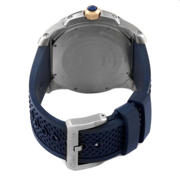 Cartier Calibre Diver Steel Rose Gold Blue Dial Watch W2CA0008 Box Papers