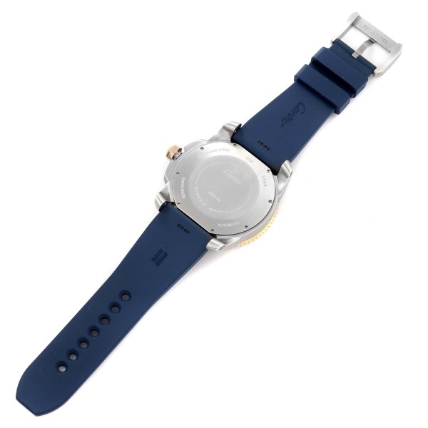 Cartier Calibre Diver Steel Rose Gold Blue Dial Watch W2CA0008 Box Papers