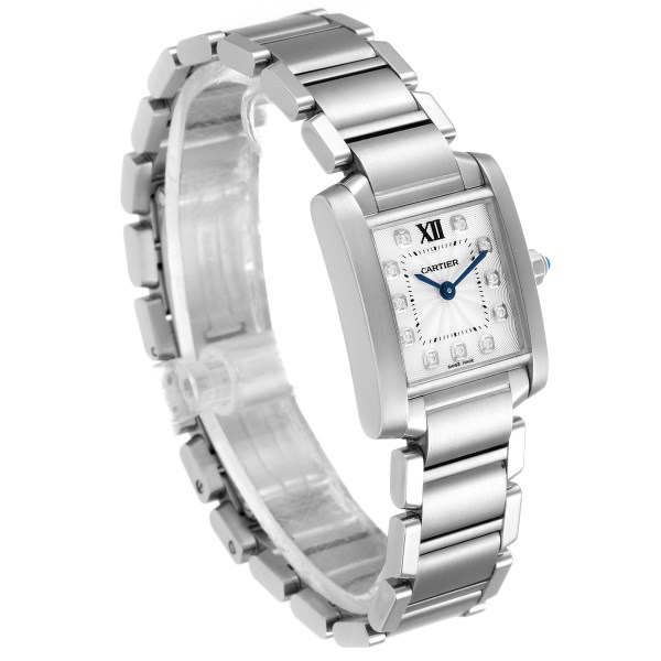 Cartier Tank Francaise Steel Diamond Small Ladies Watch WE110006