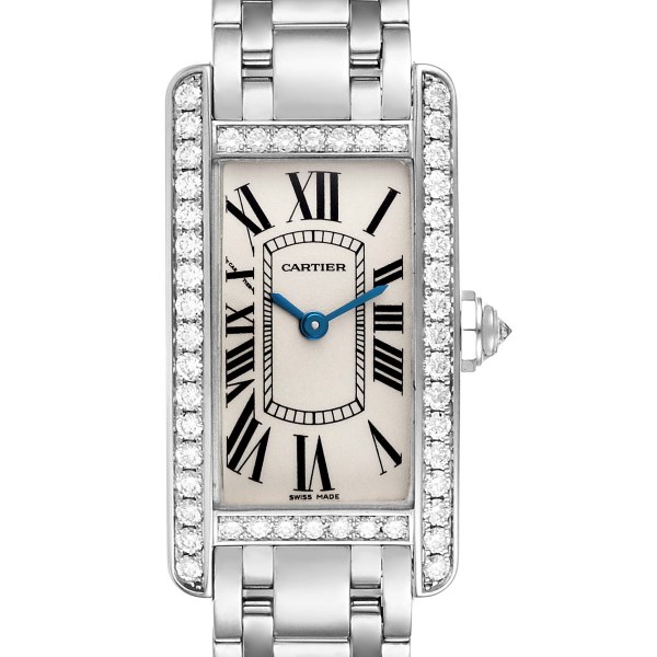 Cartier Tank Americaine White Gold Diamond Ladies Watch WB7018L1