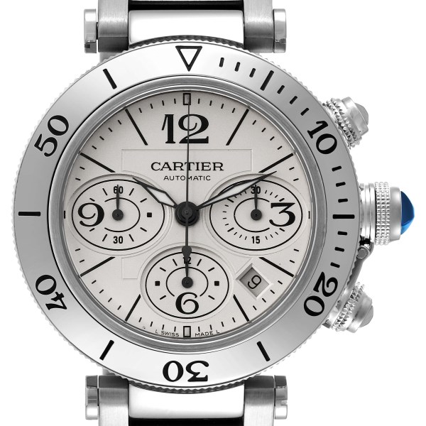 Cartier Pasha Seatimer Chronograph Steel Mens Watch W31089M7 Box Papers