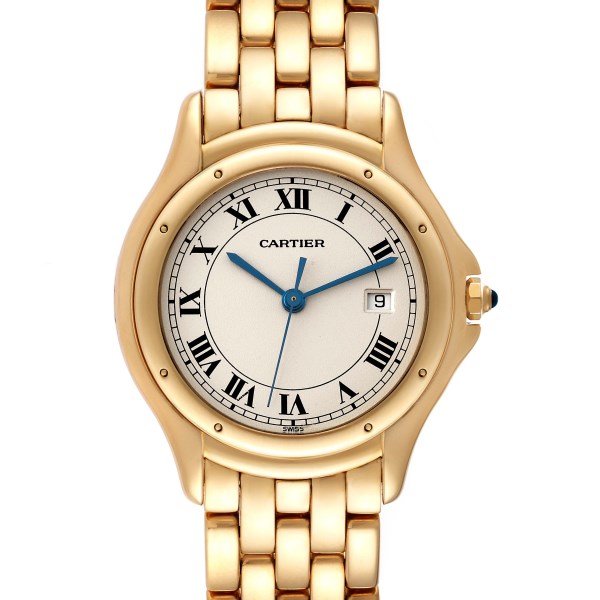 Cartier Cougar 18K Yellow Gold Silver Dial Ladies Watch 116000R