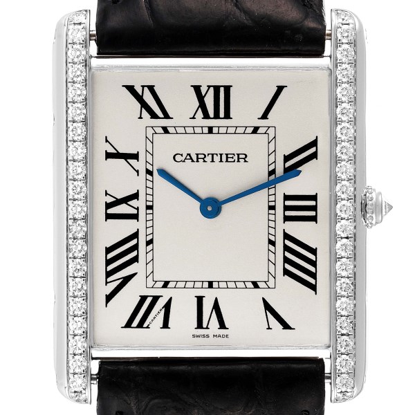 Cartier Tank Louis XL 18k White Gold Diamond Mens Watch WT200006