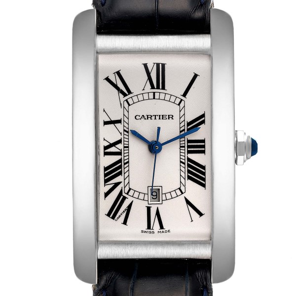 Cartier Tank Americaine 18K White Gold Large Silver Dial Mens Watch W2603256