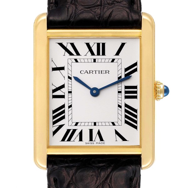 Cartier Tank Solo Yellow Gold Steel Black Strap Large Watch W5200004