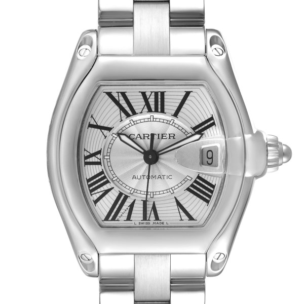Cartier Roadster Large Silver Dial Steel Mens Watch W62025V3
