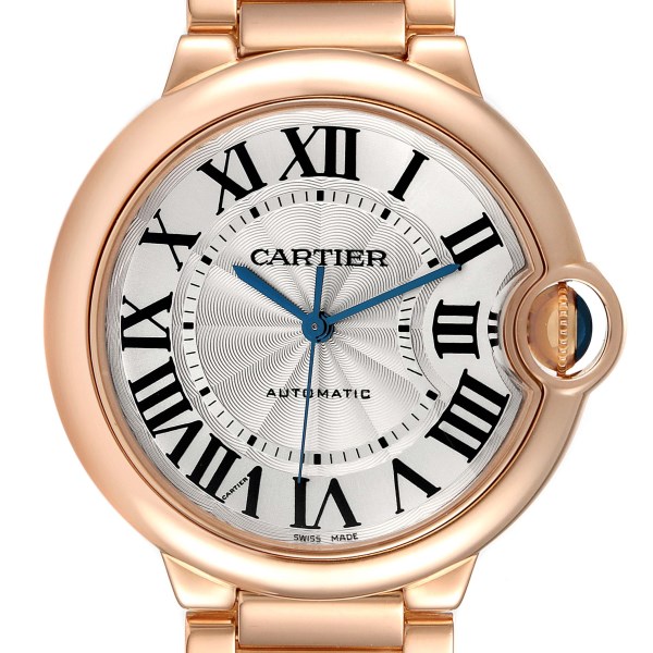 Cartier Ballon Bleu 36mm Automatic Rose Gold Mens Watch W69004Z2 Box Card