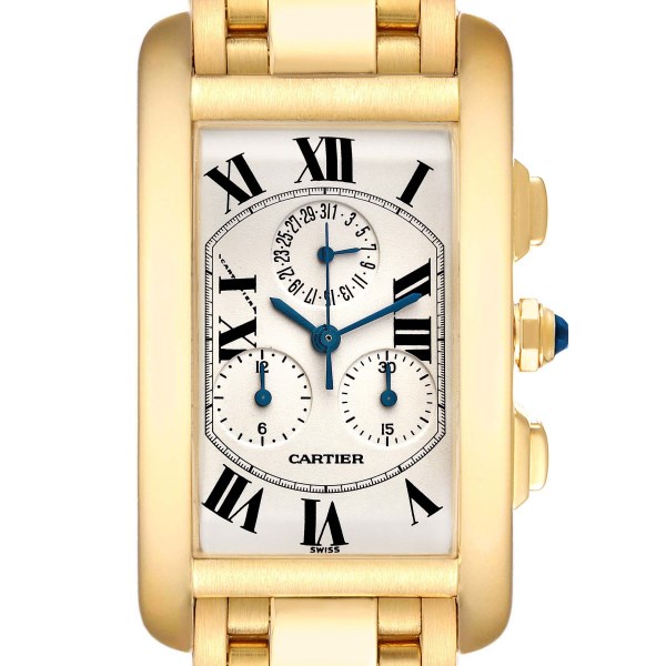 Cartier Tank Americaine Chronograph Yellow Gold Mens Watch W2601156