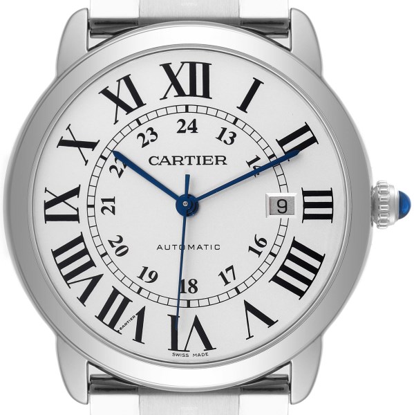 Cartier Ronde Solo XL Silver Dial Automatic Steel Mens Watch W6701011 Box Papers