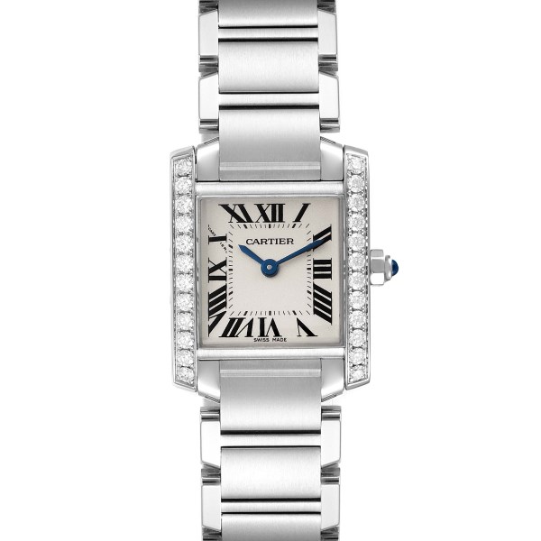 Cartier Tank Francaise Steel Diamond Ladies Watch W4TA0008 Box Papers