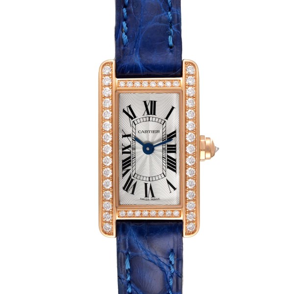 Cartier Tank Americaine Mini Rose Gold Diamond Ladies Watch WJTA0026 Box Papers
