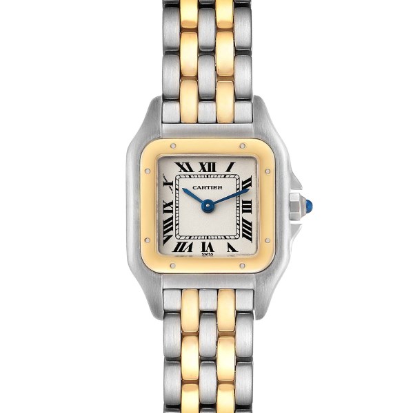 Cartier Panthere Steel Yellow Gold Two Row Ladies Watch W25029B6 Box Papers