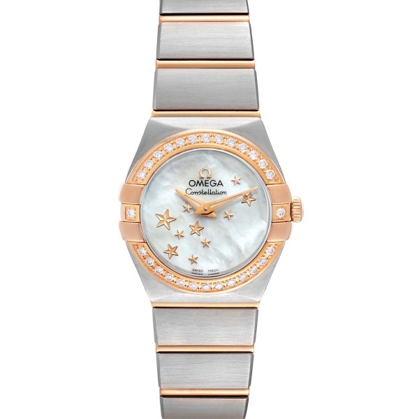 Omega Constellation Star Steel Rose Gold Diamond Ladies Watch 123.25.24.60.05.002