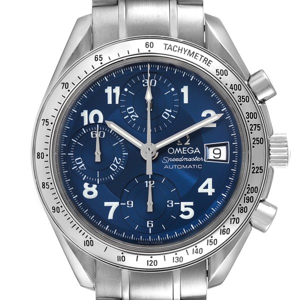 Omega Speedmaster Date Blue Dial Chronograph Steel Mens Watch 3513.82.00