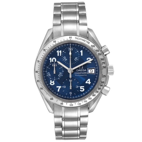 Omega Speedmaster Date Blue Dial Chronograph Steel Mens Watch 3513.82.00