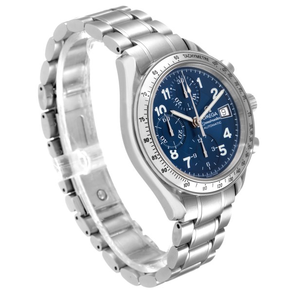 Omega Speedmaster Date Blue Dial Chronograph Steel Mens Watch 3513.82.00