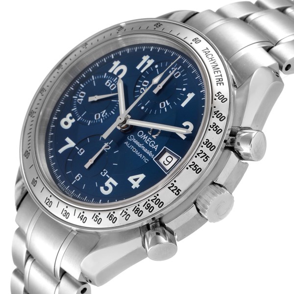 Omega Speedmaster Date Blue Dial Chronograph Steel Mens Watch 3513.82.00
