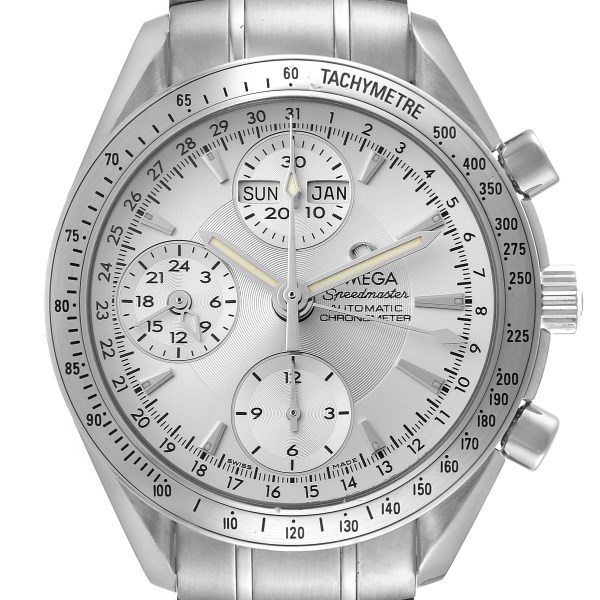 Omega Speedmaster Day Date Chrono Silver Dial Watch 3221.30.00 Card