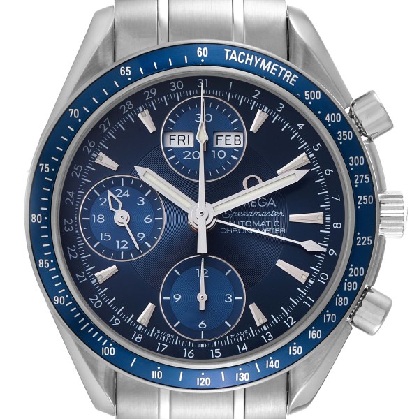 Omega Speedmaster Day Date Blue Dial Chronograph Mens Watch 3222.80.00 Box Card