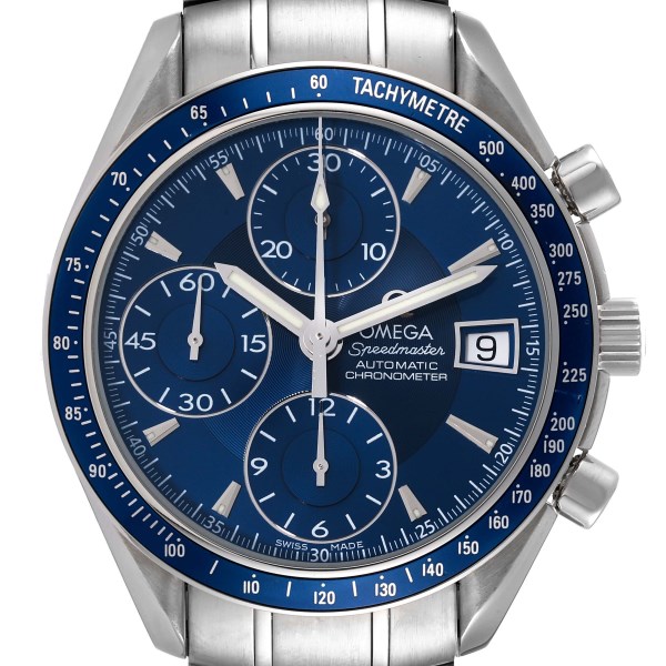 Omega Speedmaster Date Blue Dial Chronograph Mens Watch 3212.80.00 Box Card