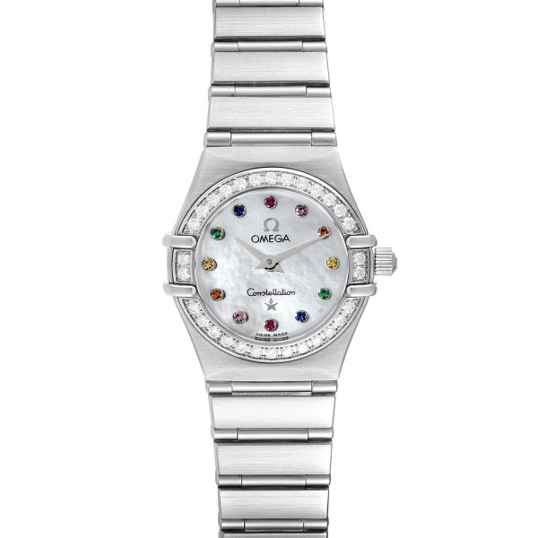 Omega Constellation Iris Mother of Pearl Multi Stone Steel Ladies Watch 1460.79.00 Box Card